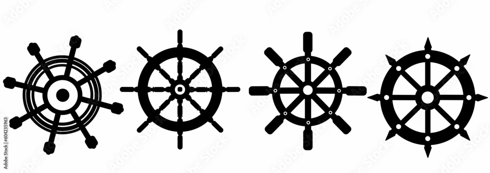 set of Ship Wheels Logo Template Design, isolated on white background set of Ship Wheels Logo Template Design, isolated on white background