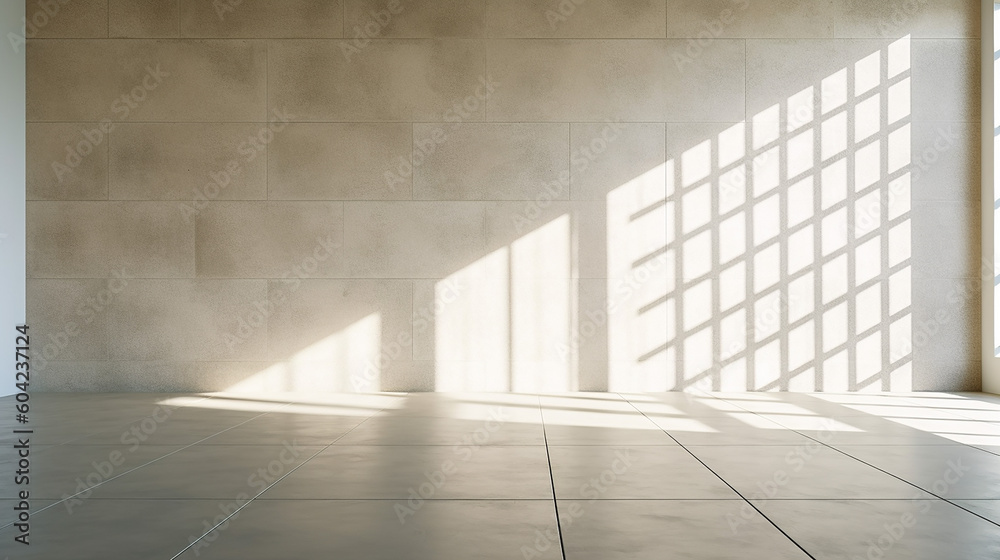 Beautiful sunlight shadow on blank smooth clean concrete. 