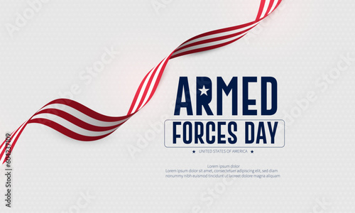 Armed forces day in the United States of America and Waving United States Flag concept. Poster web banner design vector illustration.