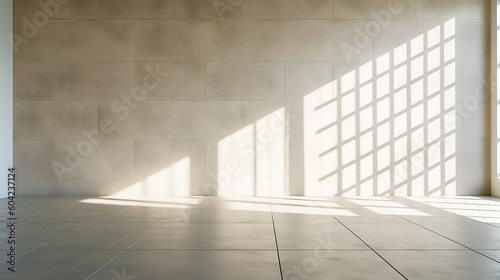 Beautiful sunlight shadow on blank smooth clean concrete. 