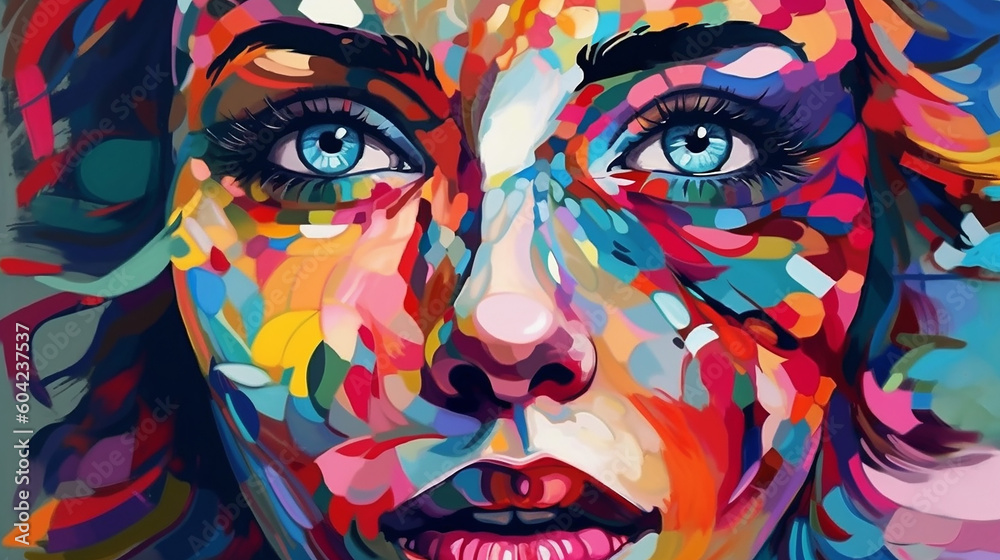 Colorful abstract face collage. 