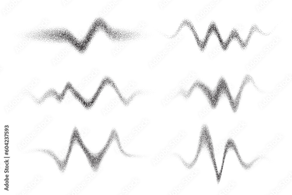 Splatter spray splashes on white background. Grunge abstract ink wavy drop. Grainy noise shadows set. Vector shapes with sand effect Splatter spray splashes on white background. Grunge abstract ink wavy drop. Grainy noise shadows set. Vector shapes with sand effect