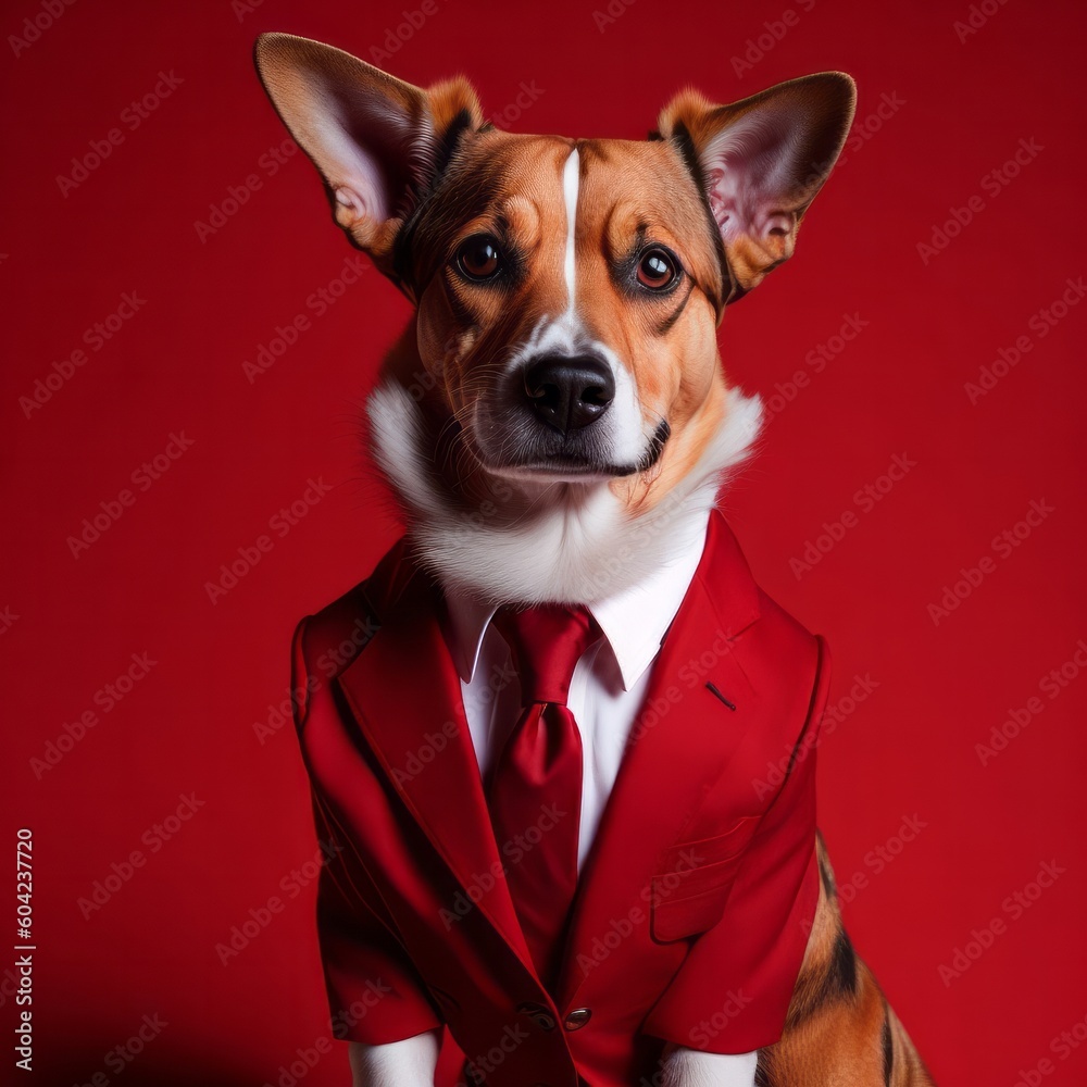Animal Portrait Wearing Suit. Generative Ai