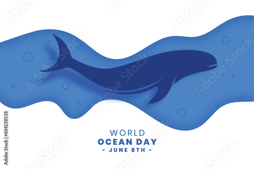 celebrate world ocean day background with lovely whale design