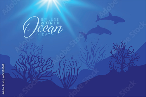beautiful world ocean day concept background protect earth's water and marine life