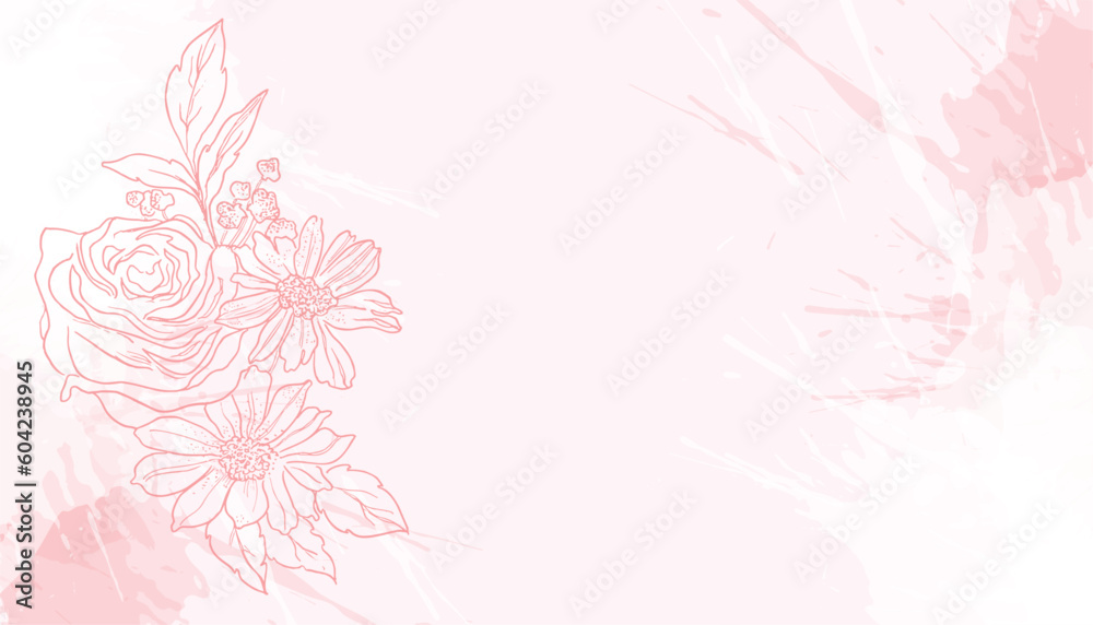 elegant line style blossom floral design pink wallpaper
