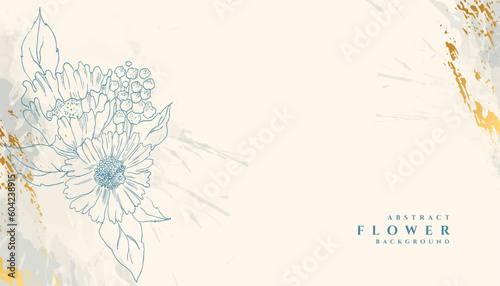 beautiful line art flower design for invitation background