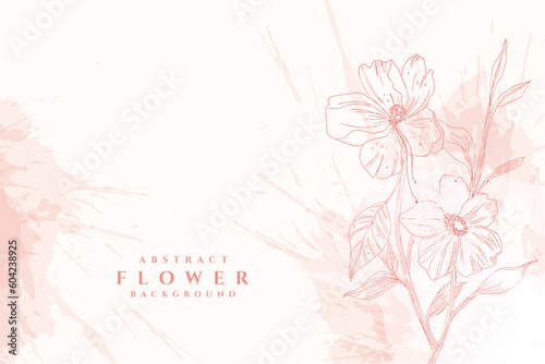 abstract art botanical flower background with splatter effect