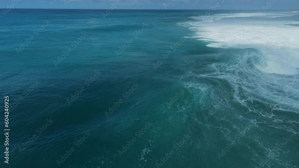 Aerial view of ocean with big waves in Bali. Powerful swell for surfing in ocean Aerial view of ocean with big waves in Bali. Powerful swell for surfing in ocean