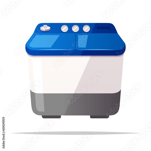 Twin tub washing machine vector isolated illustration