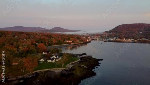 Drone Video of a Foggy Harbor at Dawn