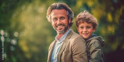 happy loving family. father and his son. father's day Generative AI