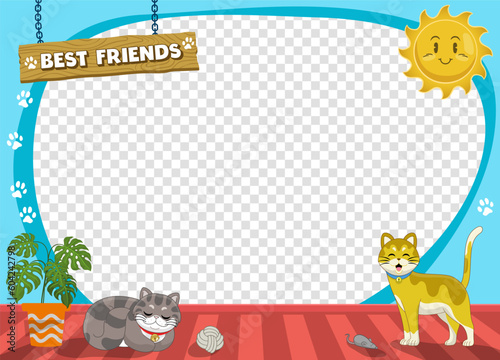 Frame Design of Cartoon Pet Cat