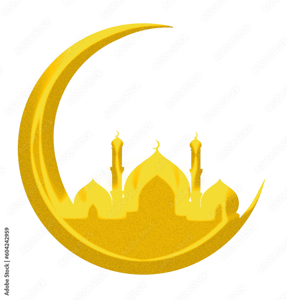 silhouette of mosque and moon on clear background kandil 