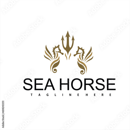 a seahorse animal logo with design vector illustration