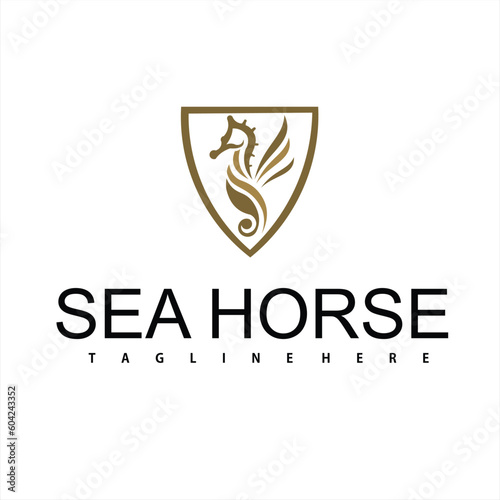 a seahorse animal logo with design vector illustration