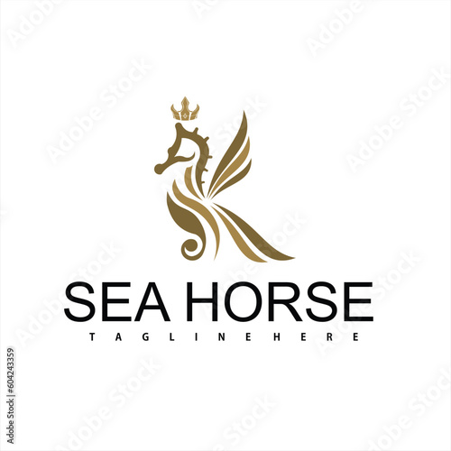 a seahorse animal logo with design vector illustration