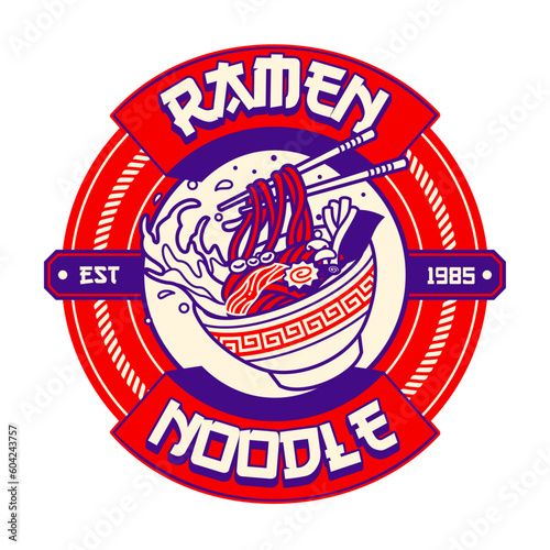 Ramen Noodle Badge Design in Vintage Style