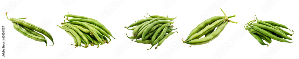 Set of green beans isolated on transparent background Set of green beans isolated on transparent background