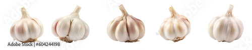 Set of garlic isolated on transparent background	