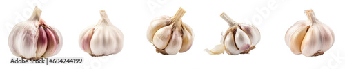 Set of garlic isolated on transparent background	 photo