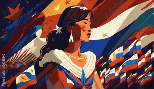 Philippine independence day illustration, colorfull illustration.Generative AI.