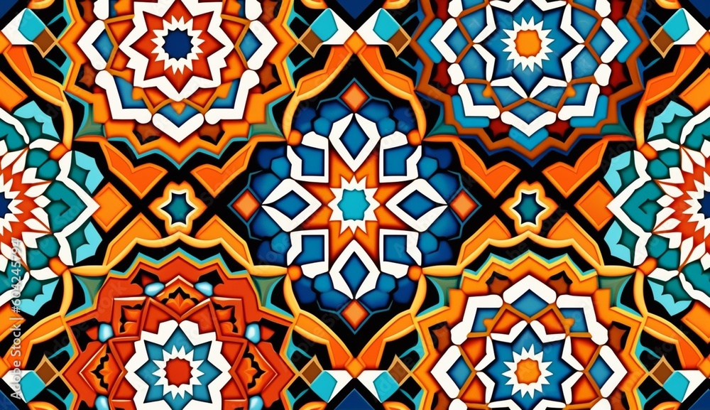 Colorful seamless pattern islamic background, Abstract.Generative AI. Colorful seamless pattern islamic background, Abstract.Generative AI.
