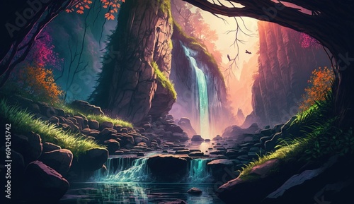 Beautiful Nature Lovely Landscape Wallpaper.Generative AI.