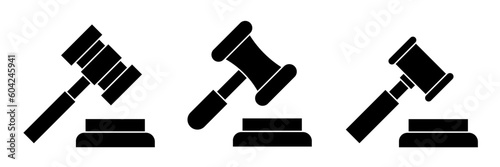 Judge hammer. Judge hammer icon vector set. Vector illustration.