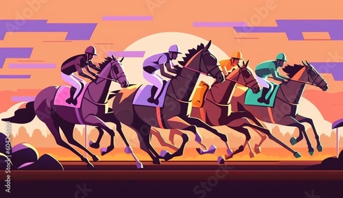 Horse Racing Competition , Equestrian Performance Sport.Generative AI.