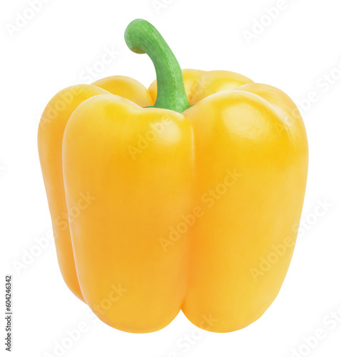 yellow bell pepper isolated on white background with clipping path
