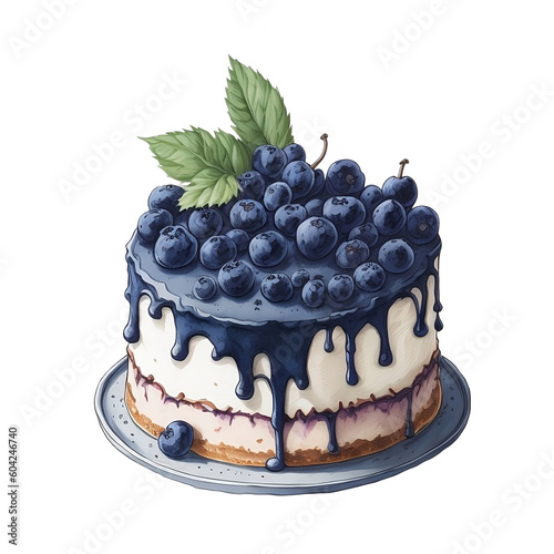 watercolor blueberry cake