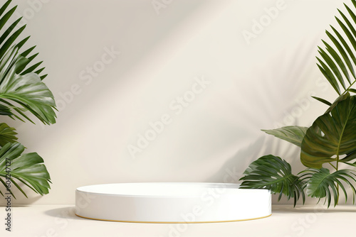 Modern white and gray geometric pedestal podium AI Generated Image