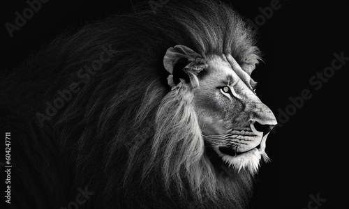 Black and white version of a lion.