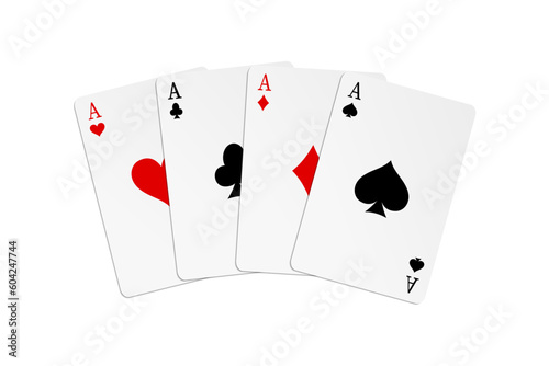 Four aces flat vector illustration isolated on white background