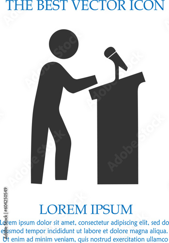 Speaker on podium vector icon eps 10.