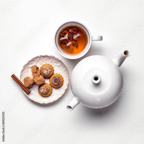 Tea Set on White Background. AI
