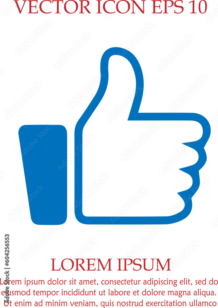Fototapeta premium Like sign vector icon EPS 10. Thumb Up simple isolated symbol.