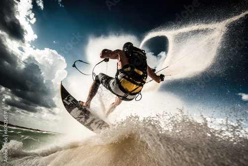 kitesurfing extreme on background
