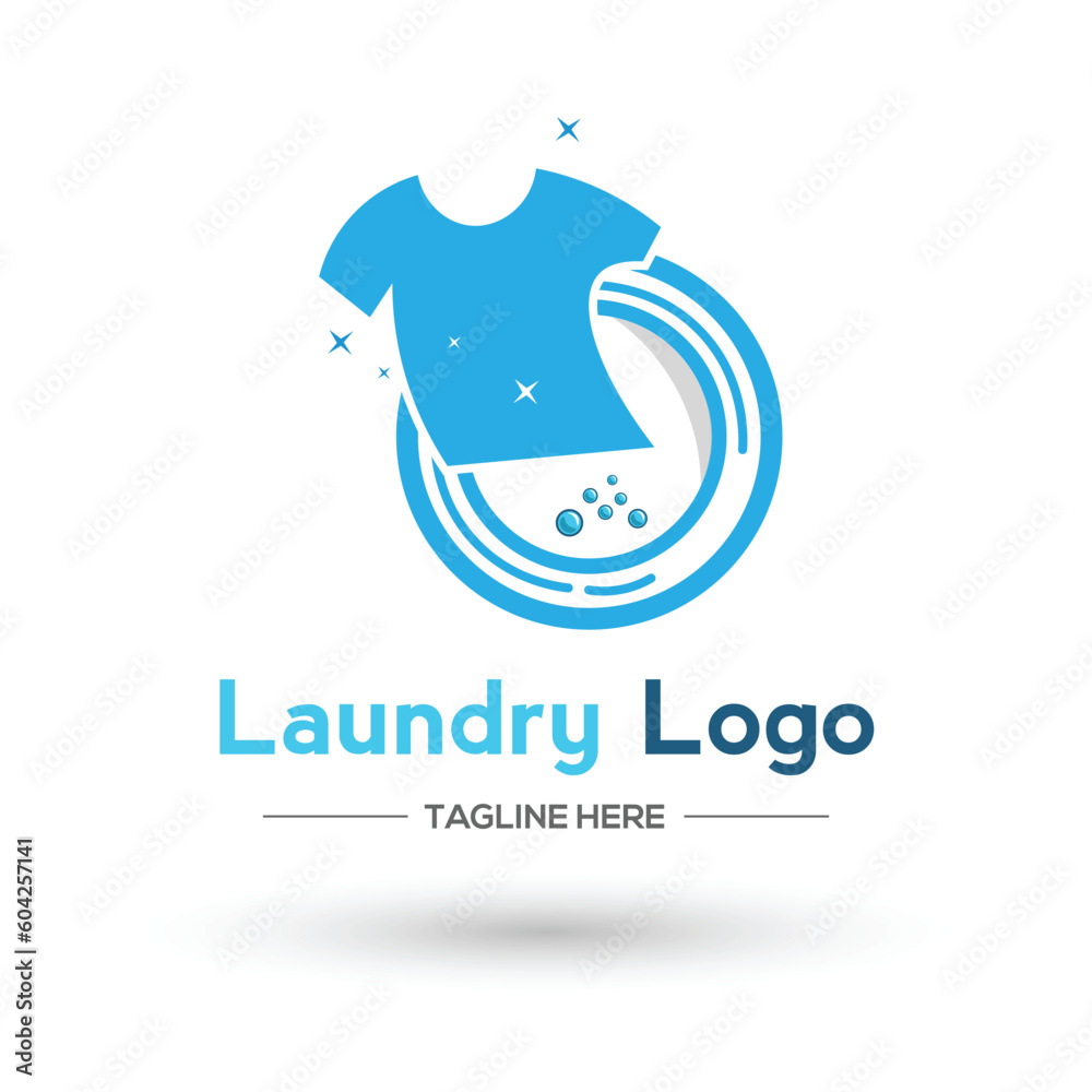 Fototapeta premium logo design laundry icon washing machine with bubbles for business clothes wash cleans modern Design EPS