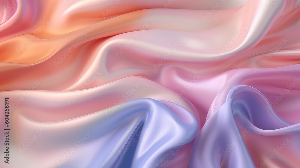 Silky fabric background in pink orange and blue pastel colors. Generated with the use of an AI. Silky fabric background in pink orange and blue pastel colors. Generated with the use of an AI.