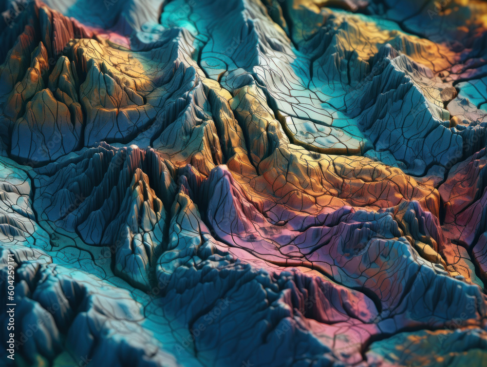 Colorful paper cut terrain background created with Generative AI technology.