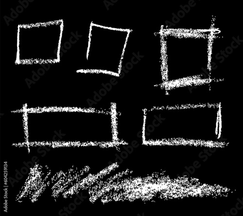 black crayon square rectangle and scribble, vector simple sketch