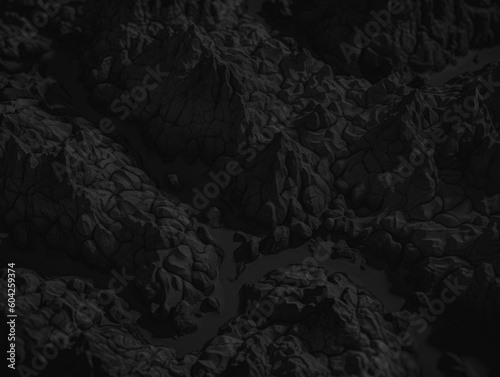 Black and white paper cut terrain background created with Generative AI technology.