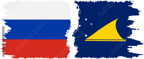 Tokelau and Russia grunge flags connection vector photo