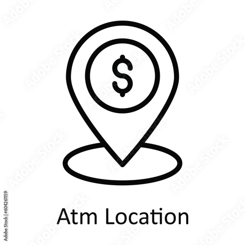 ATM Location vector    outline Icon Design illustration. Location and Map Symbol on White background EPS 10 File