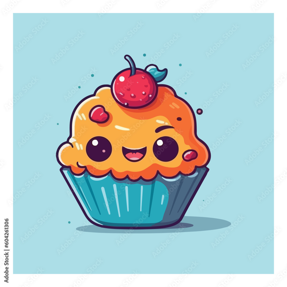 Cheerful cupcake mascot character for bakery Cheerful cupcake mascot character for bakery
