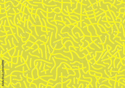 Abstract drawing drawn by hand with yellow sloppy strokes of lines on a yellow background .Seamless drawing.