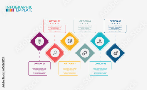 infographic design template vector illustration with icons and 6 options or steps. can be used for presentation process ,layout, banner, data graph,presentation photo