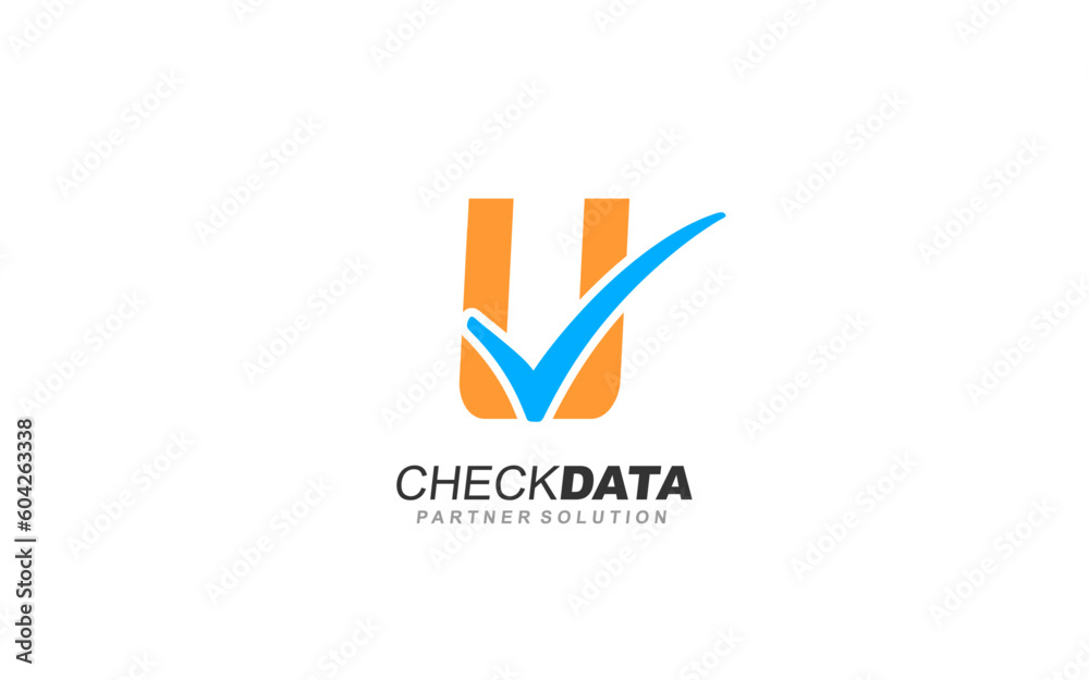 Letter U Check logo template for branding. Letter U Check logo template for branding.